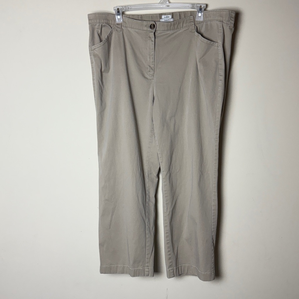 L.L. Bean Classic Fit High Waist Khaki Pants 24W work business casual